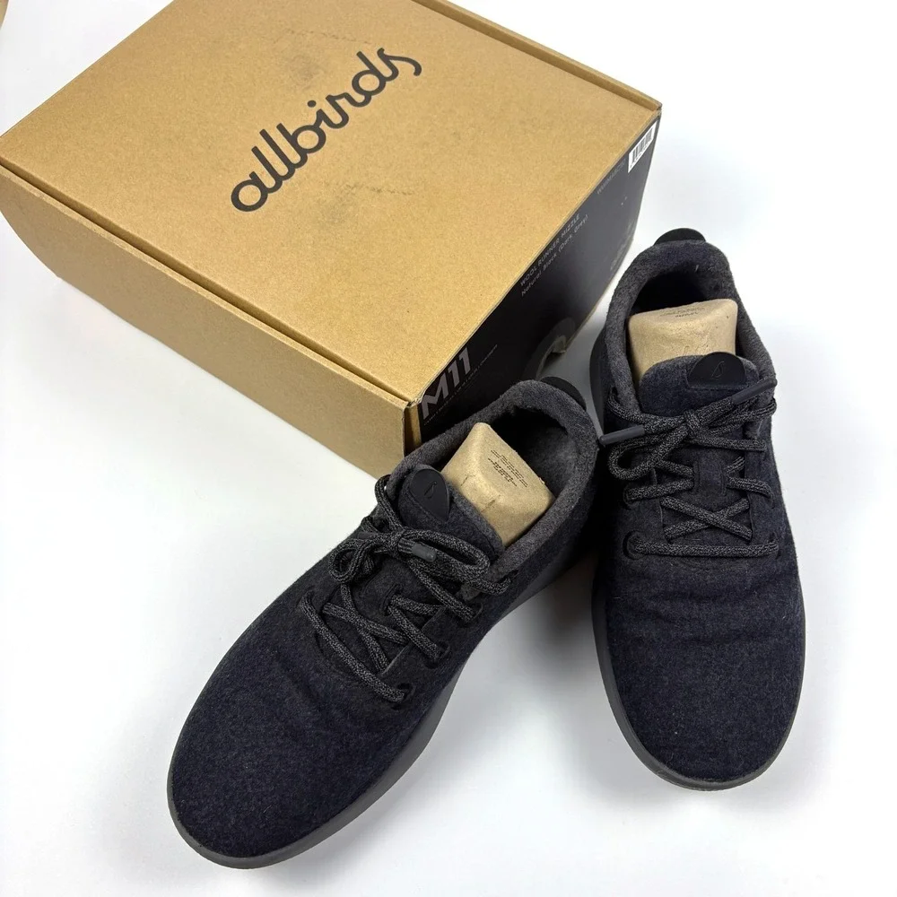 Allbirds Wool Runner Mizzle Shoes Mens Sz 11 Natural Black/Dark Gray with Box